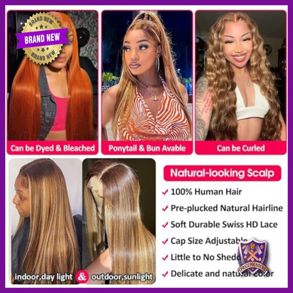 26 Inch Full Frontal HD Lace Wig Human Hair Straight Pre Plucked Glueless main image 4